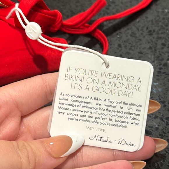 NWT Monday Swimwear Palma Triangle Bikini Top Size Large Paprika Red - Picture 4 of 6